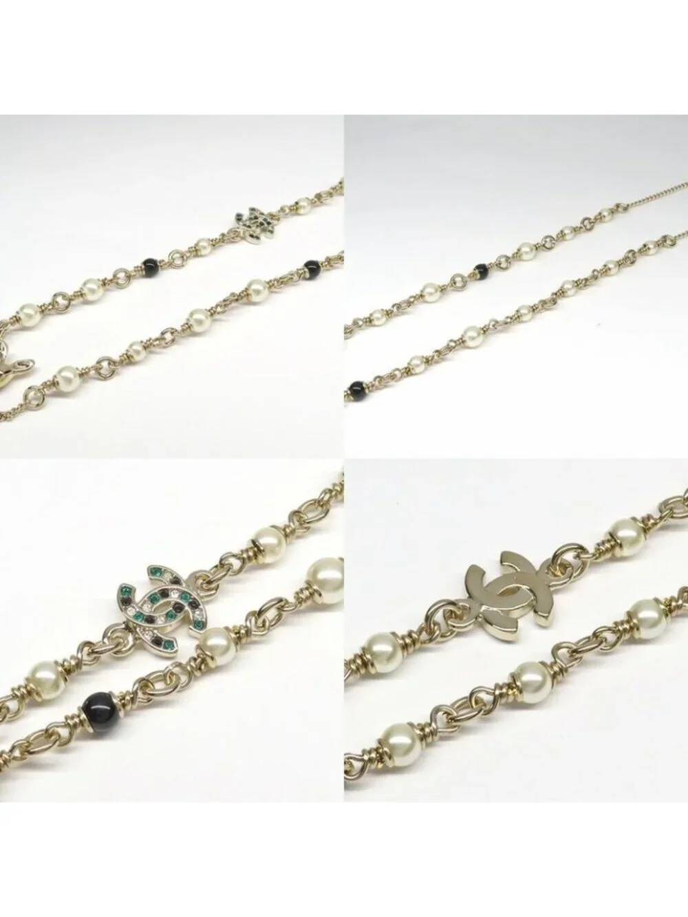 Chanel Bambi Necklace Faux Pearl Gold Stone Accessory